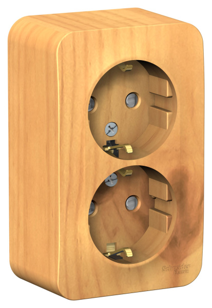 Купить Systeme Electric Blanca наруж Ясень Розетка 2-ая с/з со шторками, 16А, 250В