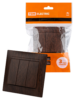 TDM Выключатель 3-х кл. 10А венге "Лама" SQ1815-0403