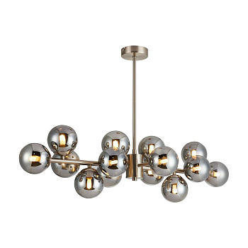 Favourite 2650-14P подвесная люстра Каркас цвета никель, плафоны из выдувного стекла дымчато-серого цвета