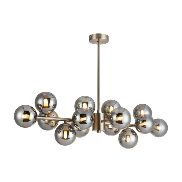 Favourite 2650-14P подвесная люстра Каркас цвета никель, плафоны из выдувного стекла дымчато-серого цвета