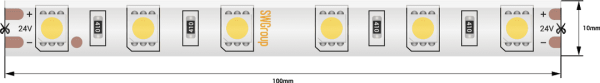 SWG Лента светодиодная стандарт 5050, 60 LED/м, 14,4 Вт/м, 24В , IP65, Цвет: Теплый белый SWG560-24-14.4-WW-65