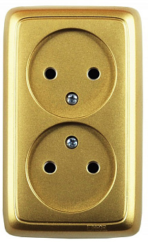 Hegel Альфа наруж Золото РА16-143-07 Розетка двойная с изол. пластиной