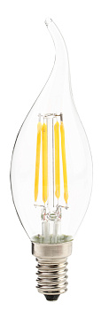 Italmac Лампа LED свеча на ветру прозрачная филамент диммируемая 5Вт 4000К Е14 led-candle flame clear dim 5w 4000 k e14