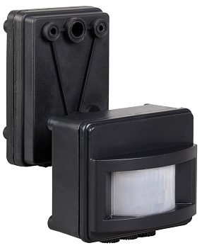 IEK Датчик движения ДД 017 черный, макс. нагрузка 1100Вт, угол обзора 120град., дальность 12м, IP44, LDD13-017-1100-002