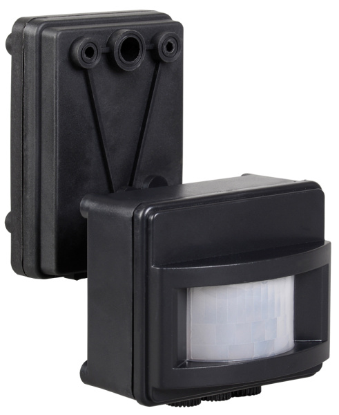 IEK Датчик движения ДД 017 черный, макс. нагрузка 1100Вт, угол обзора 120град., дальность 12м, IP44, LDD13-017-1100-002