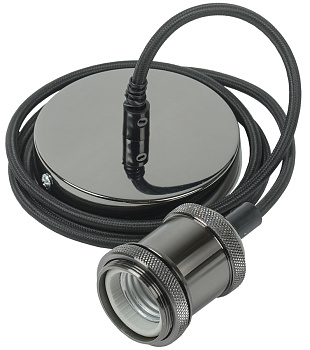 IEK Патрон подвесной E27 со шнуром 1,5м RETRO черный