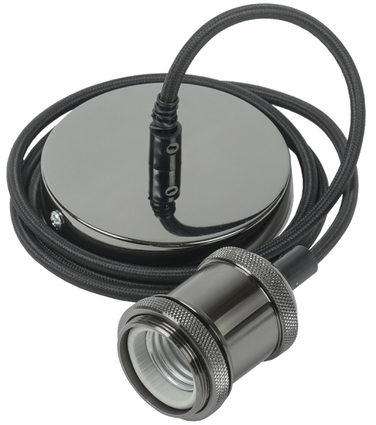 IEK Патрон подвесной E27 со шнуром 1,5м RETRO черный