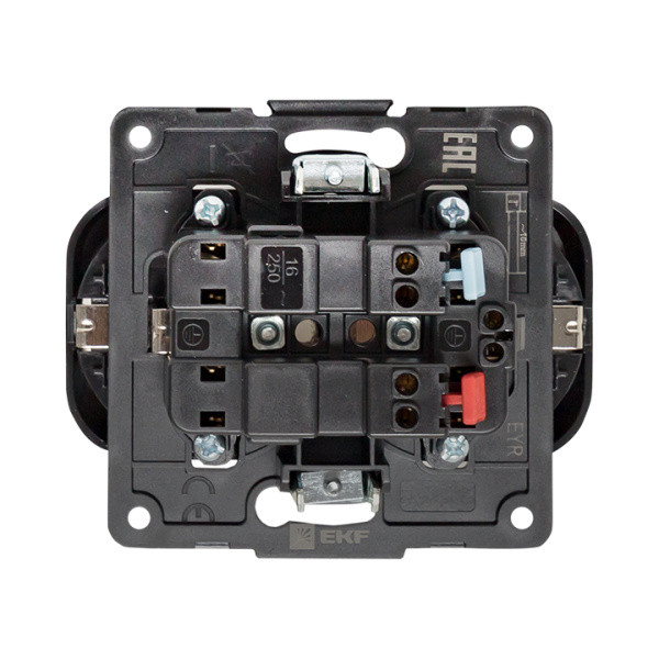 Купить EKF PROxima Стокгольм Черный Розетка 2-ая с/з, со шторками, 16А