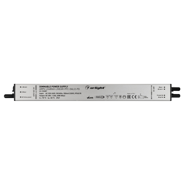 Купить Arlight Блок питания ARPV-LG48060-LINEAR-PFC-DALI2-PD (48V, 1.25A, 60W) (IP67 Металл, 5 лет) 034881