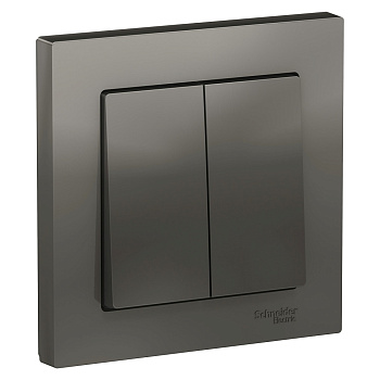 Systeme Electric AtlasDesign Сталь Выключатель 2-клавишный сх.5, 10АХ, в сборе