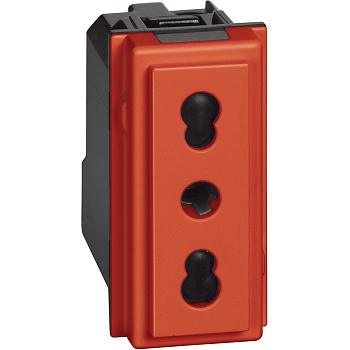 BT Living now Красный Розетка итальянского стандарта для вилок 2К и 2К+З 10/16А 1 мод KR4180