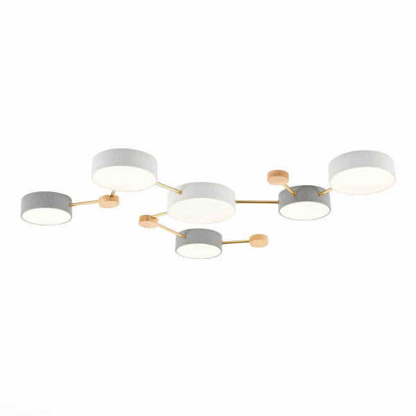 Evoluce SLE600102-06 Светильник потолочный Золото, Светлое дерево/Белый, Серый LED 6*15W 4000K