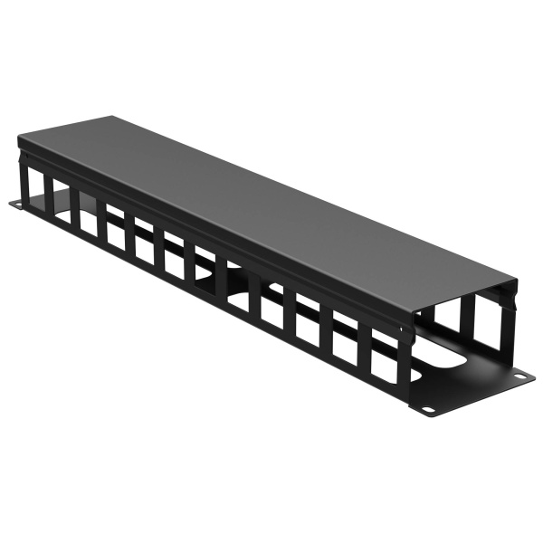 DKC Кабельный органайзер с крышкой и отверстиями 2U, глубина 60 мм, для 19" IT-корпусов, RAL9005