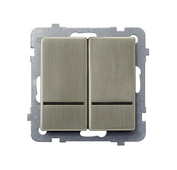 Ospel Sonata Медь (Новое серебро) Выключатель 2-клавишный с подсветкой, без рамки ŁP-2RMS/m/44