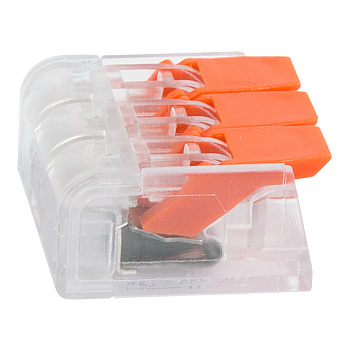 Компактная многоразовая 3-проводная клемма (0,14 -4,0 мм²) Индивидуальная упаковка 5 шт Rexant 07-5207