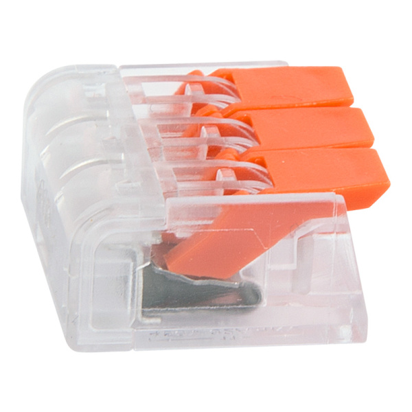 Компактная многоразовая 3-проводная клемма (0,14 -4,0 мм²) Индивидуальная упаковка 5 шт Rexant 07-5207