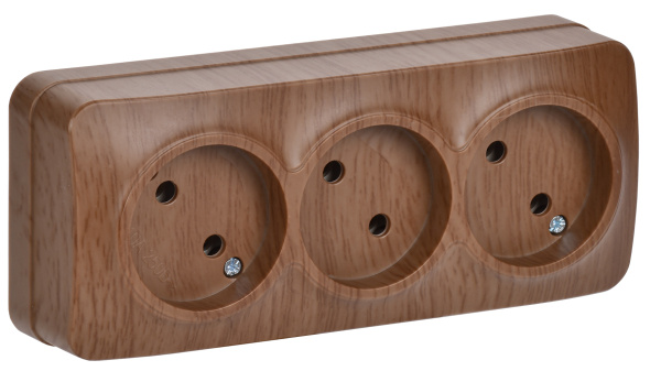 IEK GLORY РС23-2-ХД Розет. 3-ая без з/к о/у 10А GLORY дуб