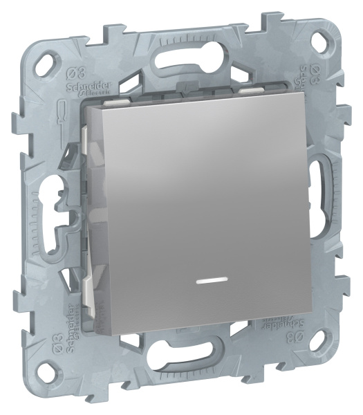 Купить SE Unica New Алюминий Переключатель 1-клавишный, с подсветкой, сх. 6а NU520330N