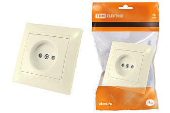 TDM Розетка 2П 10А 250В с защ. шт. сл. кость "Лама" SQ1815-0110