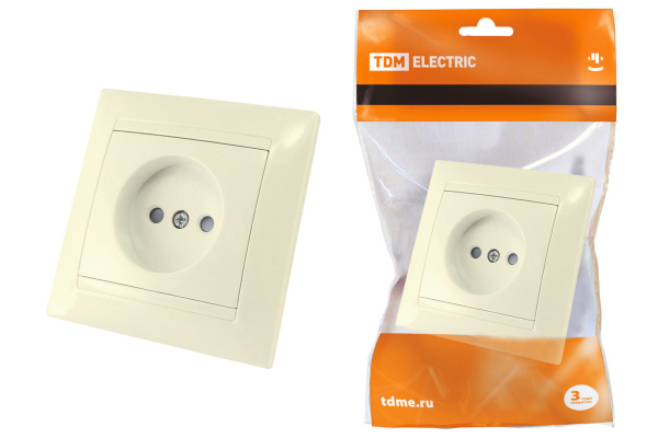 TDM Розетка 2П 10А 250В с защ. шт. сл. кость "Лама" SQ1815-0110
