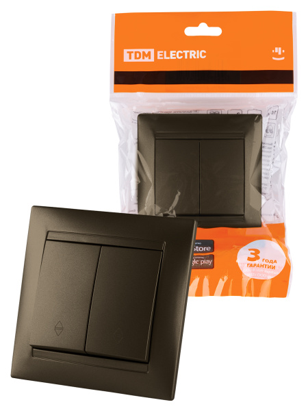 TDM Выключатель на 2 направления 2 кл. 10А бронза "Лама" SQ1815-0707