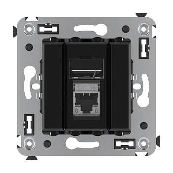 DKC Компьютерная розетка RJ-45 в стену, кат.5e одинарная экранированная, "Avanti","Черный квадрат"