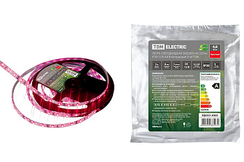 TDM Лента светодиодная SMD2835-60 LED/м-IP20-12 В-4,8 Вт/м-красный (5 м) SQ0331-0303