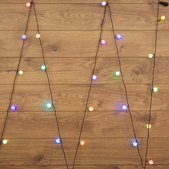 NEON-NIGHT Гирлянда "Шарики" Ø25мм 5м, темно-зеленый ПВХ, 25 диодов, цвет RGB 303-559