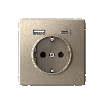 Systeme Electric ArtGallery Шампань Розетка 16А с 2 USB A+C, 5В/2,4А/3,0А, 2х5В/1,5А, механизм