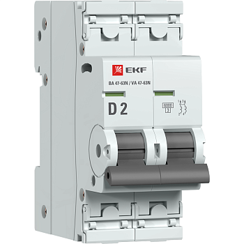 EKF Автоматический выключатель 2P 2А (D) 6кА ВА 47-63N PROxima M636202D