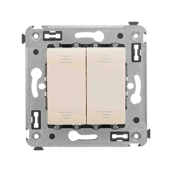 DKC Инвертор двухклавишный в стену, "Avanti", "Ванильная дымка"