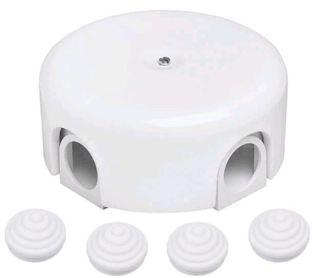 BIRONI Керамика Белый Коробка распределительная BIRONI D78*30мм ( 4 кабельных ввода в комплекте ) B1-521-01-К