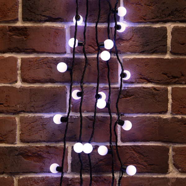 NEON-NIGHT Гирлянда "Мультишарики" Ø23 мм, 10 м, черный ПВХ, 80 диодов, цвет белый 303-515