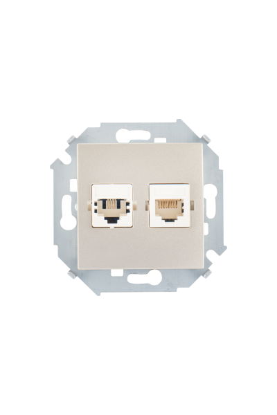 Купить Simon 15 Шампань Розетка ТЛФ + комп RJ11+RJ45 кат.5е 1591590-034