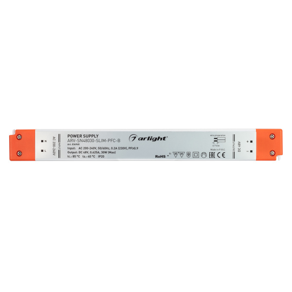 Купить Arlight Блок питания ARV-SN48030-SLIM-PFC-B (48V, 0.63A, 30W) (IP20 Пластик, 3 года) 036965