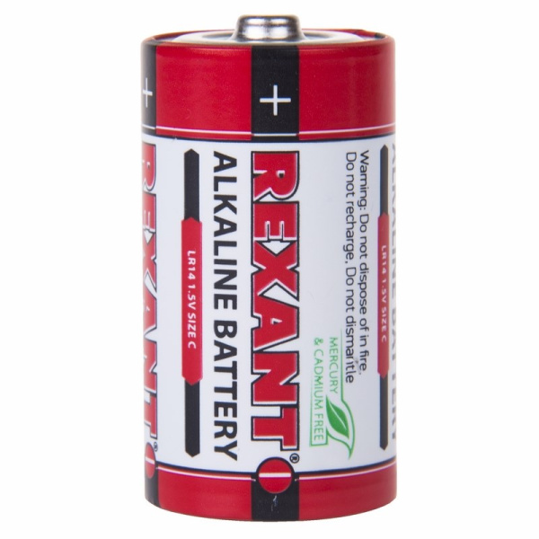 Алкалиновая батарейка тип С/LR14 2 шт 1,5 V 8000 mAh блистер Rexant 30-1014 Алкалиновая батарейка тип С/LR14 2 шт 1,5 V 8000 mAh блистер Rexant 30-1014