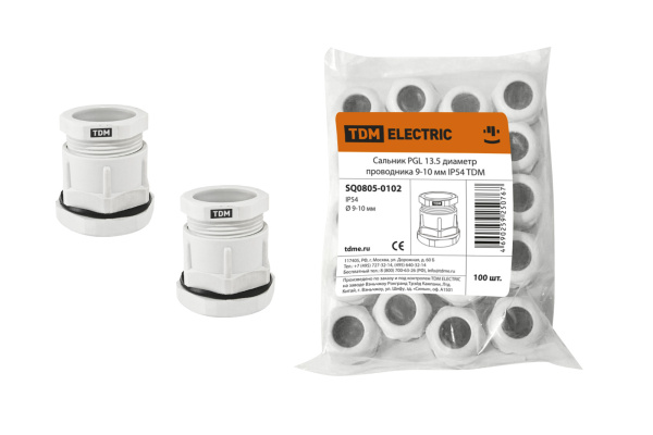 TDM Сальник PGL 13.5 диаметр проводника 9-10 мм IP54 SQ0805-0102