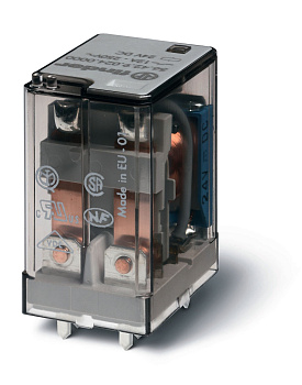 Finder Миниатюрное силовое электромеханическое реле; монтаж на печатную плату; 2CO 12A; контакты AgNi; катушка 12В DC; степень защиты RTI; опции: нет 564290120000