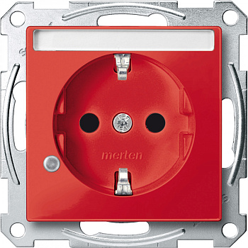 SE Merten SM Рубин Розетка с/з с защитными шторками, полем для надписи и индикацией(MTN2303-0306)