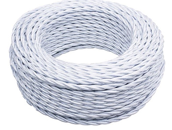 BIRONI Белый глянец Витой провод 2*0,75 10м B1-422-071-10