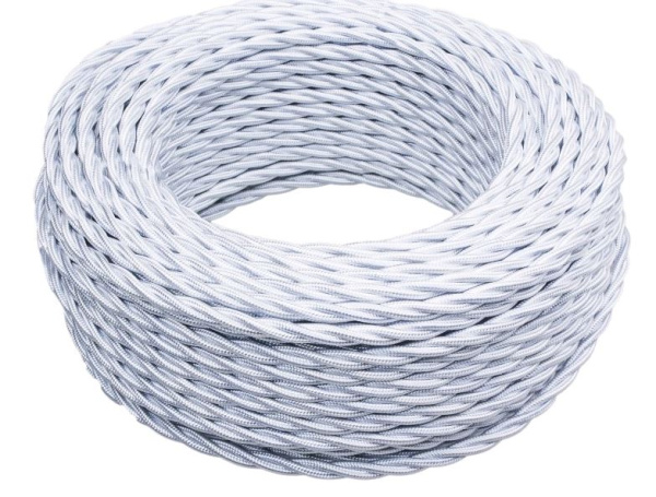 BIRONI Белый глянец Витой провод 2*0,75 10м B1-422-071-10