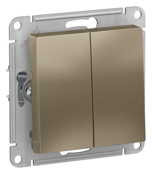 Купить Systeme Electric AtlasDesign Шампань Выключатель 2-клавишный сх.5, 10АХ, механизм