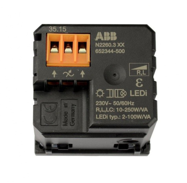 Купить ABB Zenit Шампань Механизм электронного поворотного светорегулятора для регулируемых LEDi ламп, 2-100 Вт, 2-модульный 2CLA226030N1901