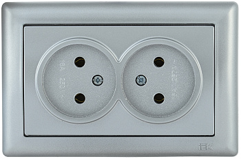 IEK РС20-1-0-БС Розетка 2-ая без з/к 10А BOLERO серебряный ERB20-K23-10