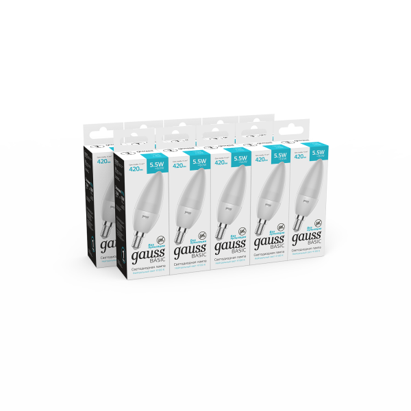 Купить Gauss Лампа Basic Свеча 5,5W 420lm 4100K E14 LED 1033126