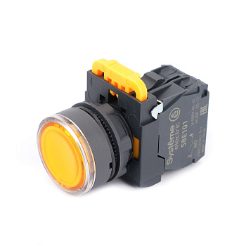 Systeme Electric Кнопка SB5 с подсветкой в сборе модульная 22мм желтая пластик 24ВDC 1НО