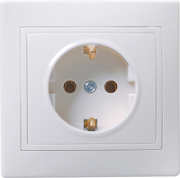 IEK KVARTA РС10-3-КБ Розетка 1местн. c з/к без защ.штор. 16А (белый)