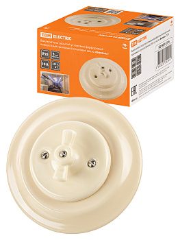 TDM Выключатель скрытой установки фарфоровый поворотный проходной с ручкой (бантик) 10А сл. кость «Болон SQ1820-0316