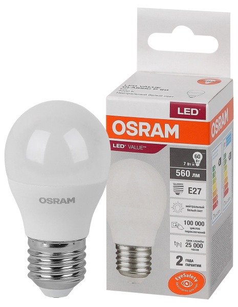 Osram LVCLP60 7SW/840 230V E27 10X1 4058075579835