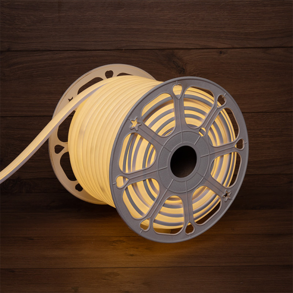 NEON-NIGHT Гибкий неон LED SMD, форма – D, 16х16 мм, теплый белый, 120 LED/м, бухта 50 м 131-086